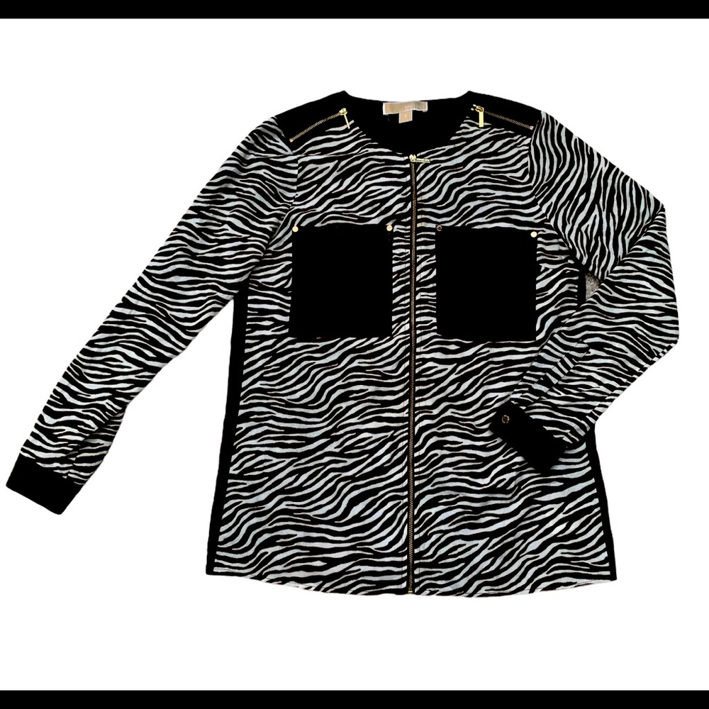 Michael Kors Full Zip up Blouse Houndstooth Size S